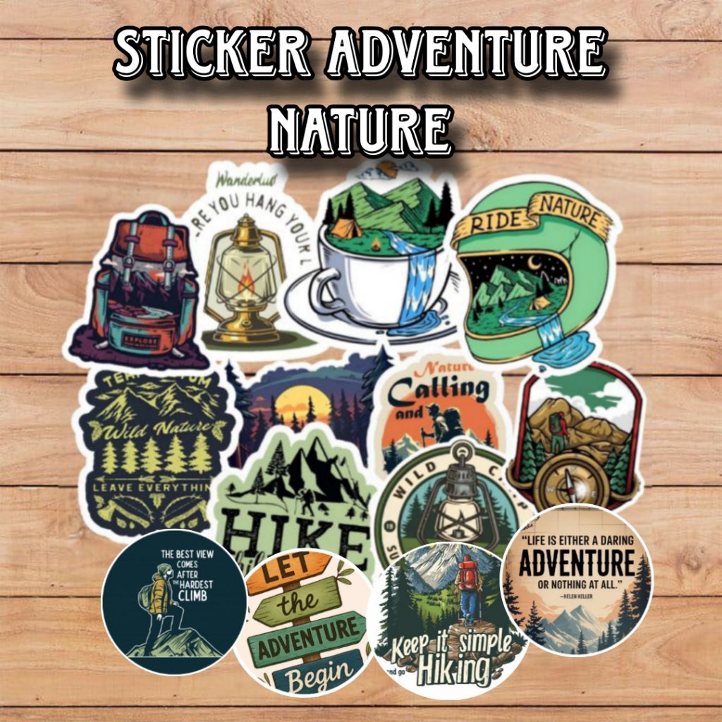 Stiker Outdoor Adventure - Stiker Penjelajah Alam - Stiker Pendaki Gunung - Stiker Camping Nature