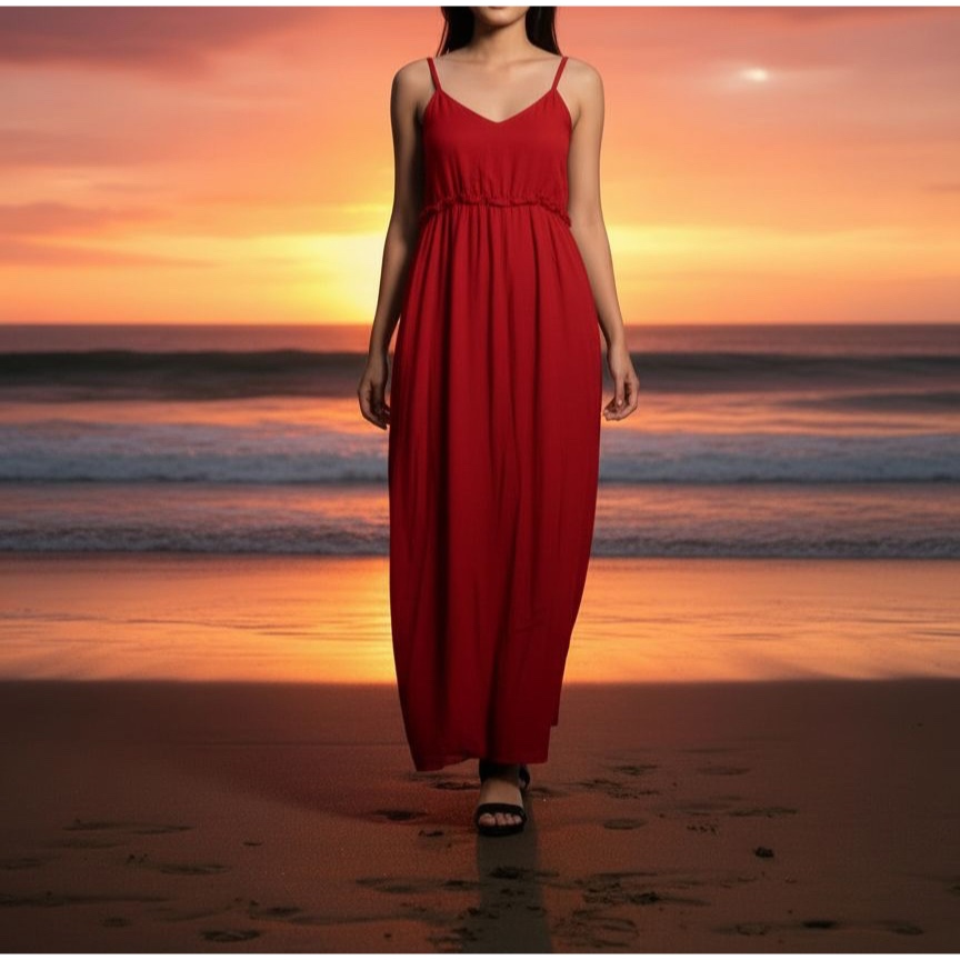 ZENIRA Dress -- > RAYON PREMIUM <--  Wanita - Midi Dress V-Neck Polos Lengan Balon Puff Korean Style