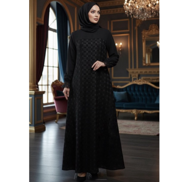Gamis Muslim Abaya Seris Hitam M,L,XL