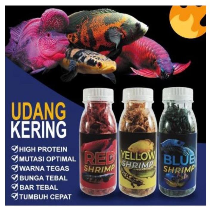 Udang Kering Pakan Ikan Channa Chana Maggot Predator Reptil,Sentarum Auranti Limbata Pulchra Oscar T