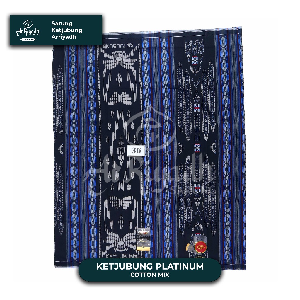 Sarung KETJUBUNG Platinum GOLD Variant Hitam Putih Warna Motif TIS Timbul Ikat Songket Cakep