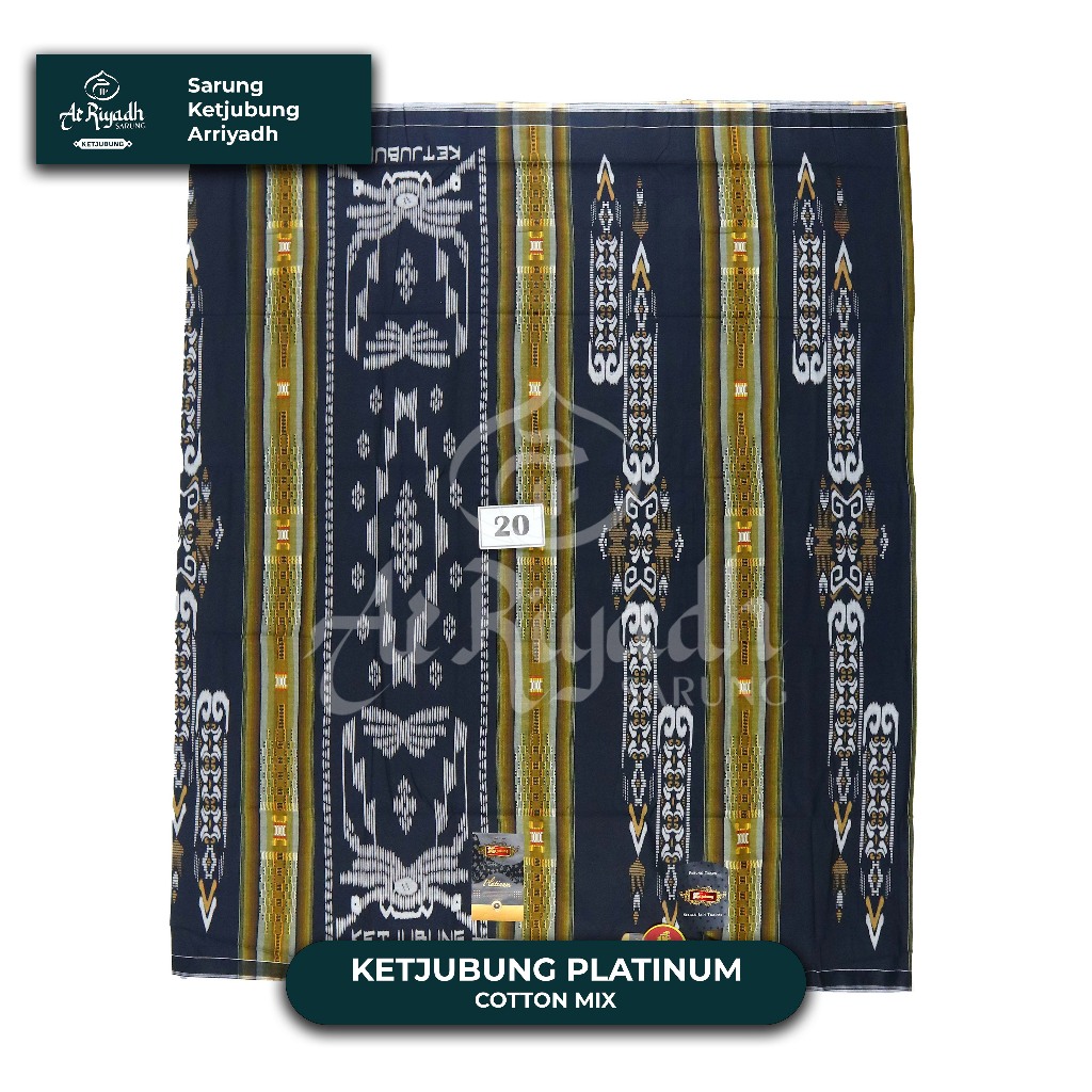 Sarung KETJUBUNG Platinum GOLD Variant Hitam Putih Motif DIS Dobby Ikat Songket Cakep