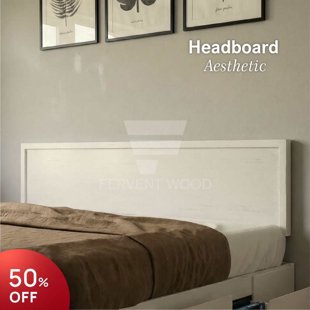 FERVENT WOOD Headboard Kasur Putih Duco White Sandaran Tempat Tidur Springbed Tempel