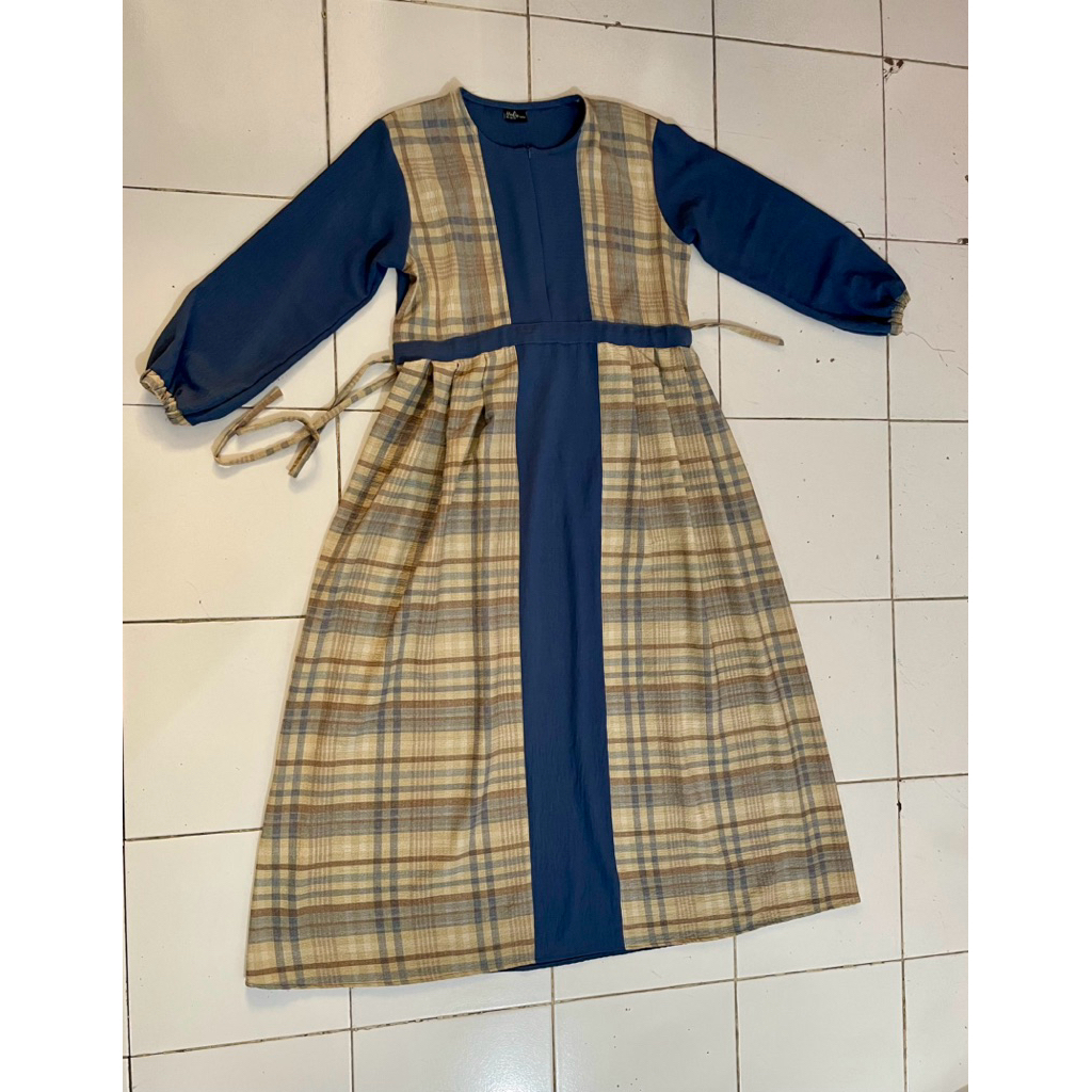 Gamis Lebaran Crinkle LD 110-120 Cm / Gamis Wudhu Friendly / Gamis Denim Perempuan Dewasa