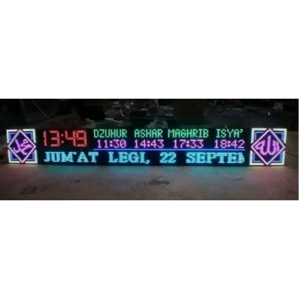 JAM DIGITAL JWS MASJID/ MUSHOLLA RGB FULL COLOUR UKURAN 200 CM X 20CM