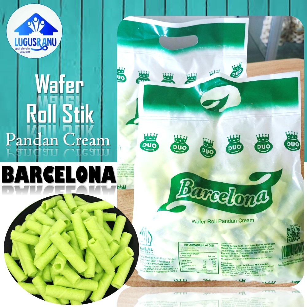 Wafer Stik Roll Barcelona Cream Pandan 500 Gram