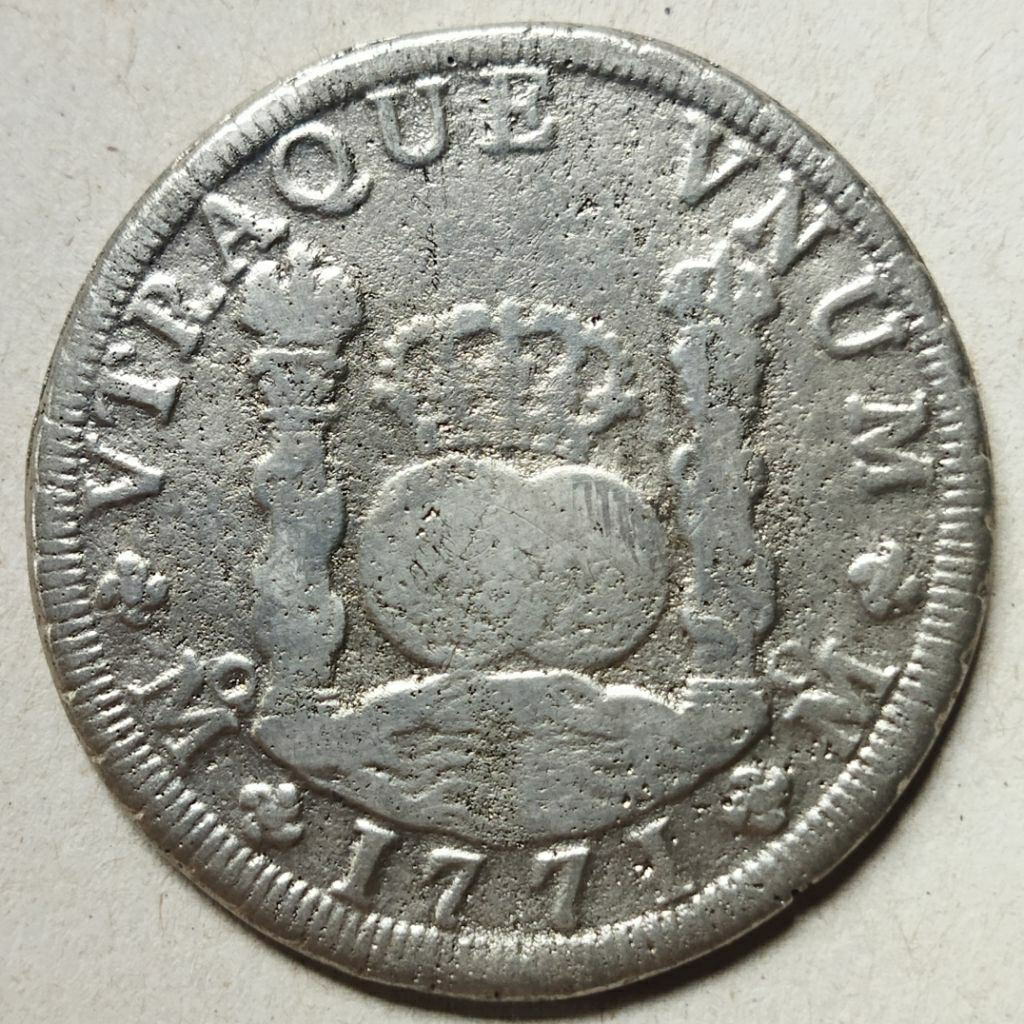 Koin perak 8 reales tahun 1771 Meksiko
