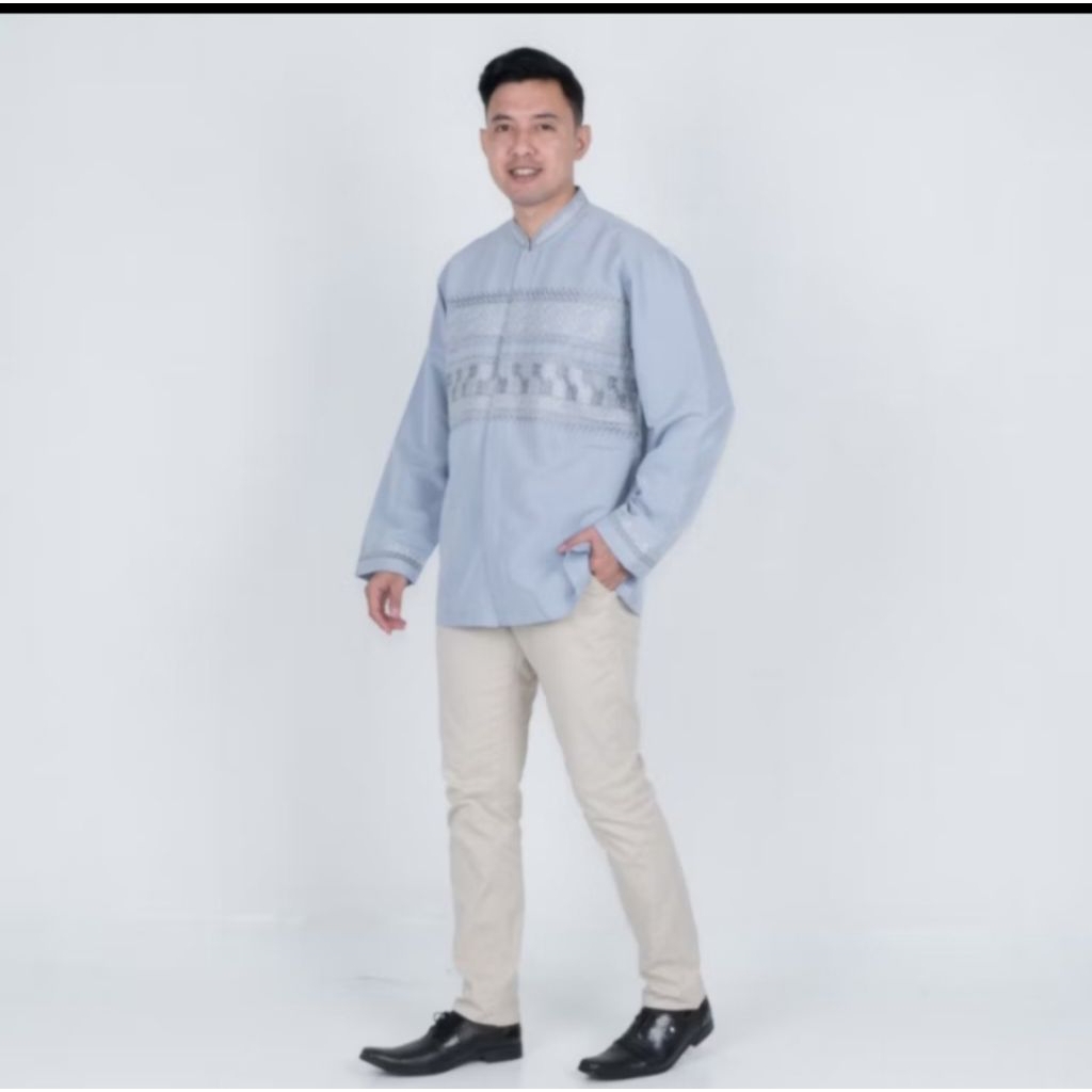 [READY]BENHILL Koko Bordir Pria Lengan Panjang Light Blue size XL
