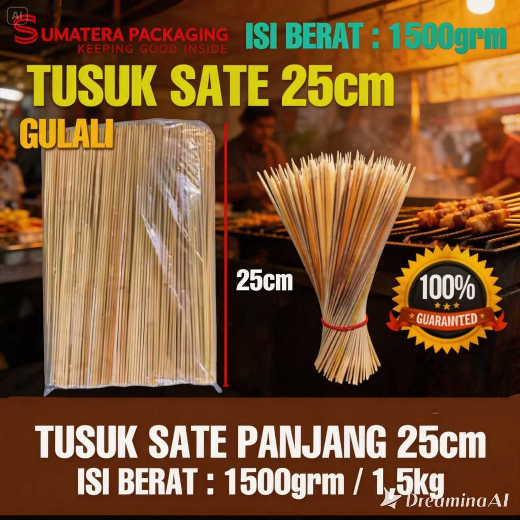 TUSUK SATE 25cm isi berat 1500gram GULALI - DAGING Shaokao Sostel Potato Twister MEDAN