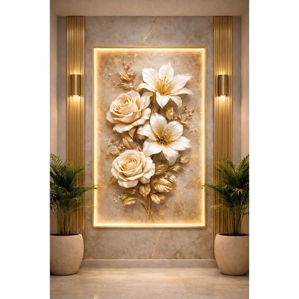 WALLPAPER DINDING BUNGA 3D - STIKER VINYL CUSTOM