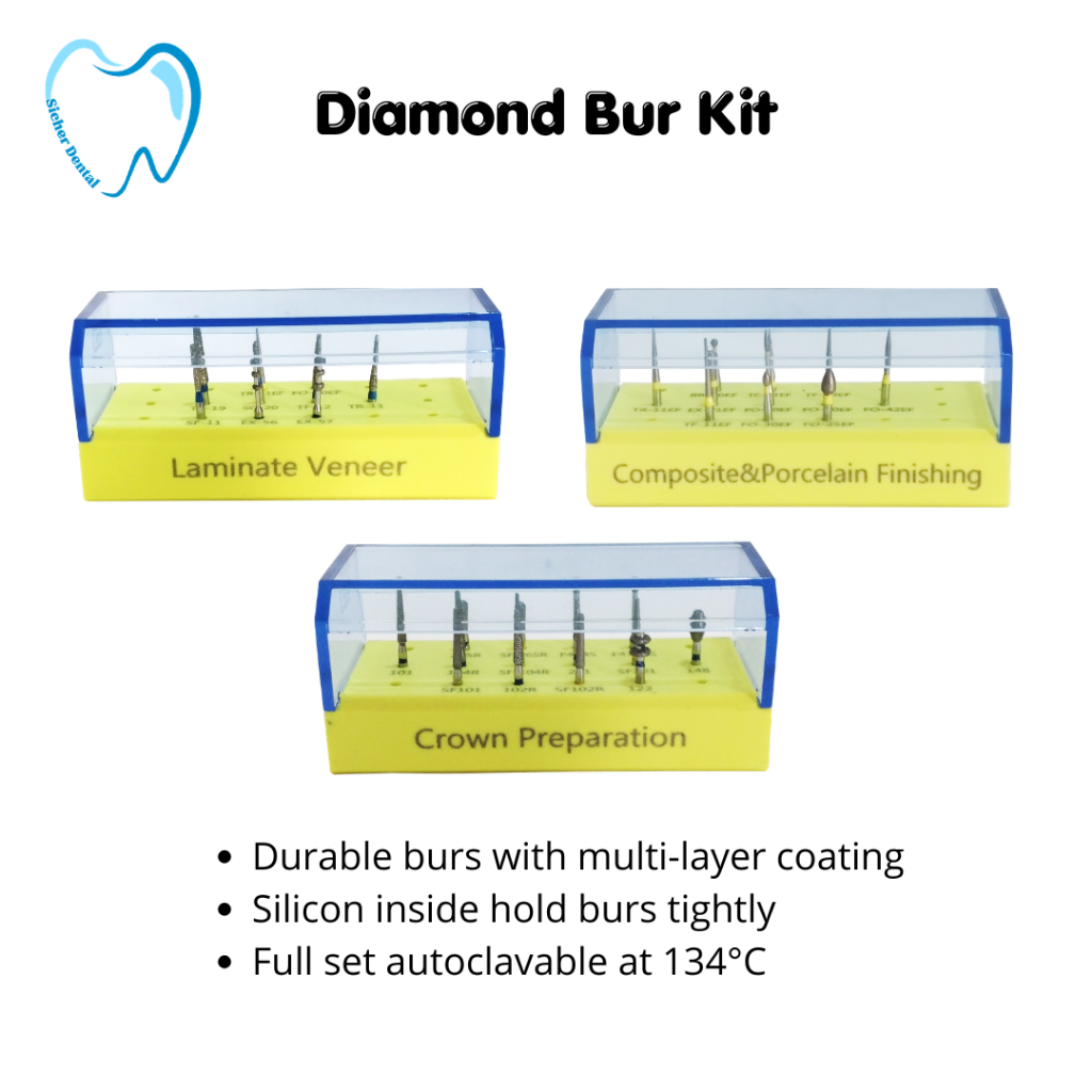 Dental Diamond Bur Kit Preparation/Diamond Bur Preparasi Set Kit