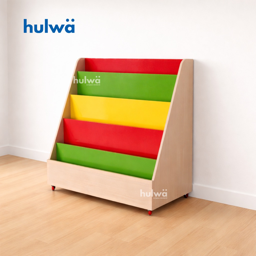 Rak Buku Warna warni Rak Buku Tingkat Pojok Baca Paud Furniture Kelas