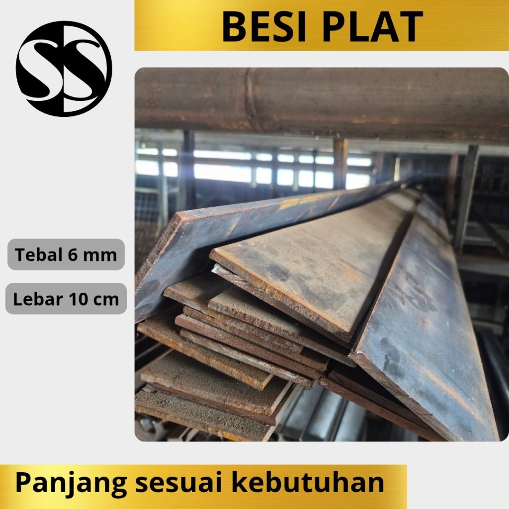 Plat Besi Tebal 6 mm Lebar 10 cm | Besi Plat
