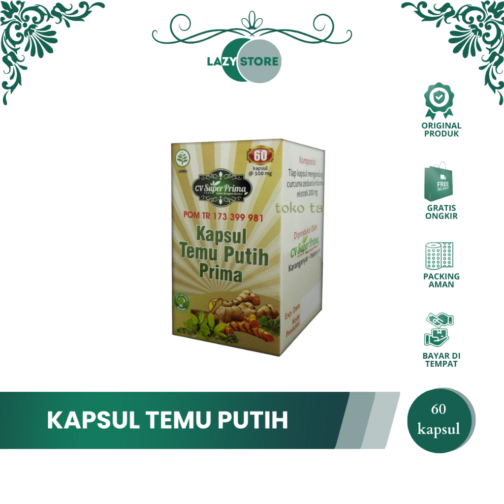 KAPSUL TEMU PUTIH PRIMA 60 KAPSUL – HERBAL TRADISIONAL CV SUPER PRIMA | ORIGINAL | SIAP KIRIM