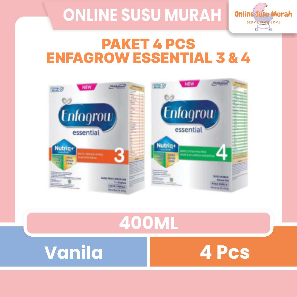 ENFAGROW ESSENTIAL PAKET 4 KOTAK TAHAP 3 DAN 4 400GR ENFA GROW 400 GR VANILA LEBIH MURAH SSKD