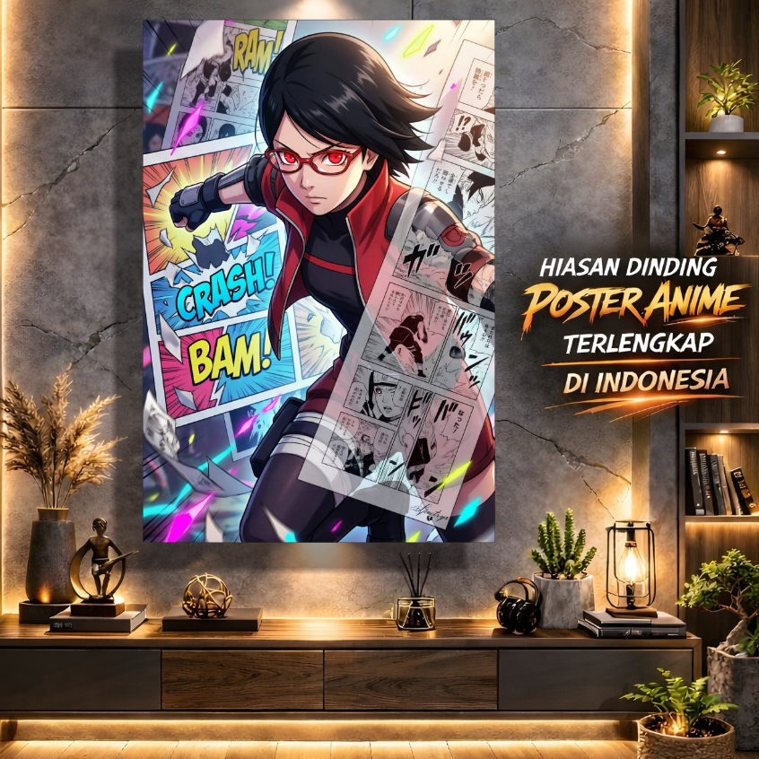 Poster Sarada Anime Boruto Naruto Next Generation Hiasan Dinding Keren Plus BingkaAI mdf