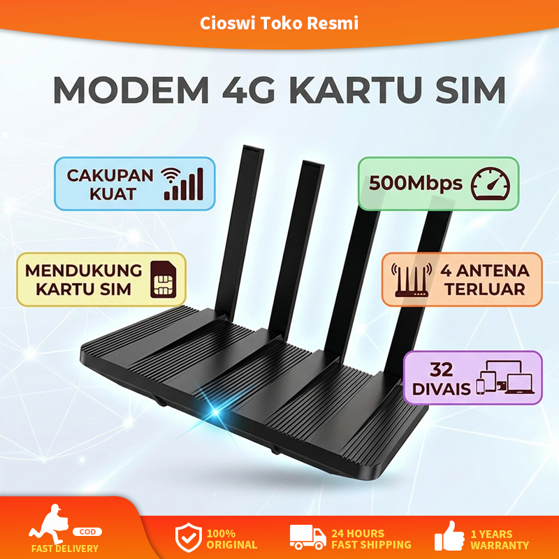 Cioswi WiFi 500 Mbps 4G WiFi Modem 4G Kartu SIM | WIFI Router | All Operator