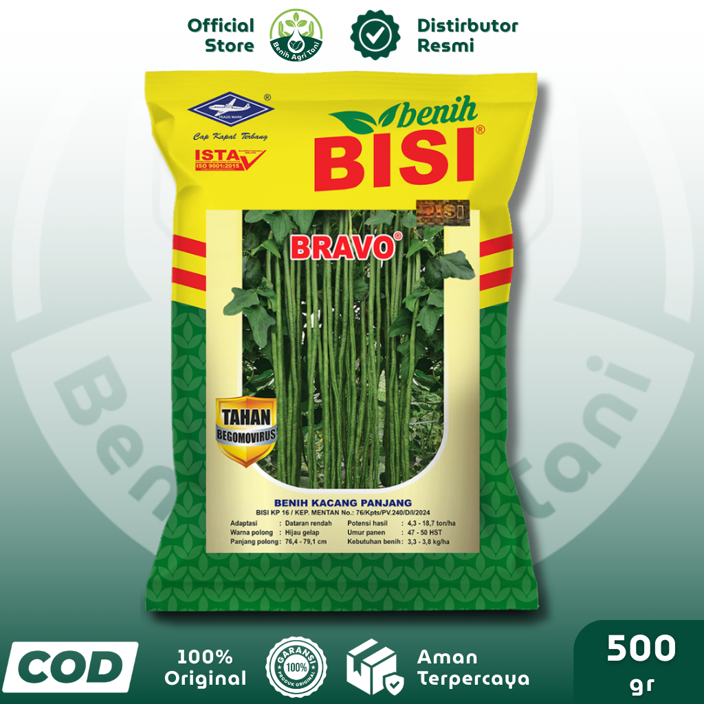 BRAVO 500 gr Benih Kacang Panjang BISI Cap Kapal Terbang