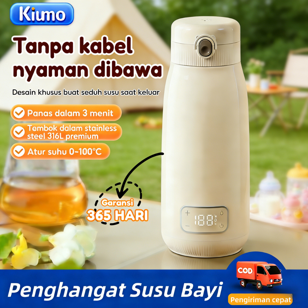 Kiumo Pemanas Susu Portable Tanpa Kabel Penghangat ASI Teko Listrik Pemanas Air Baja Teko Susu Cepat