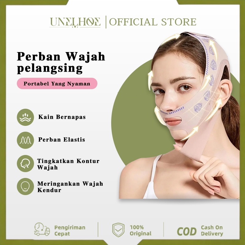 UNELHOE Perban Pelangsing Wajah Sabuk Pengihil Double Chin Alat Simetris Untuk Wajah