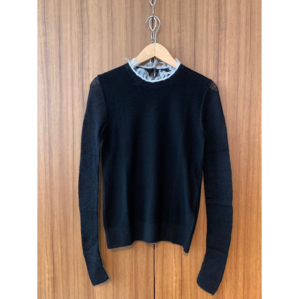 Private Eyes - Celine Black Knit Lace Neck Top