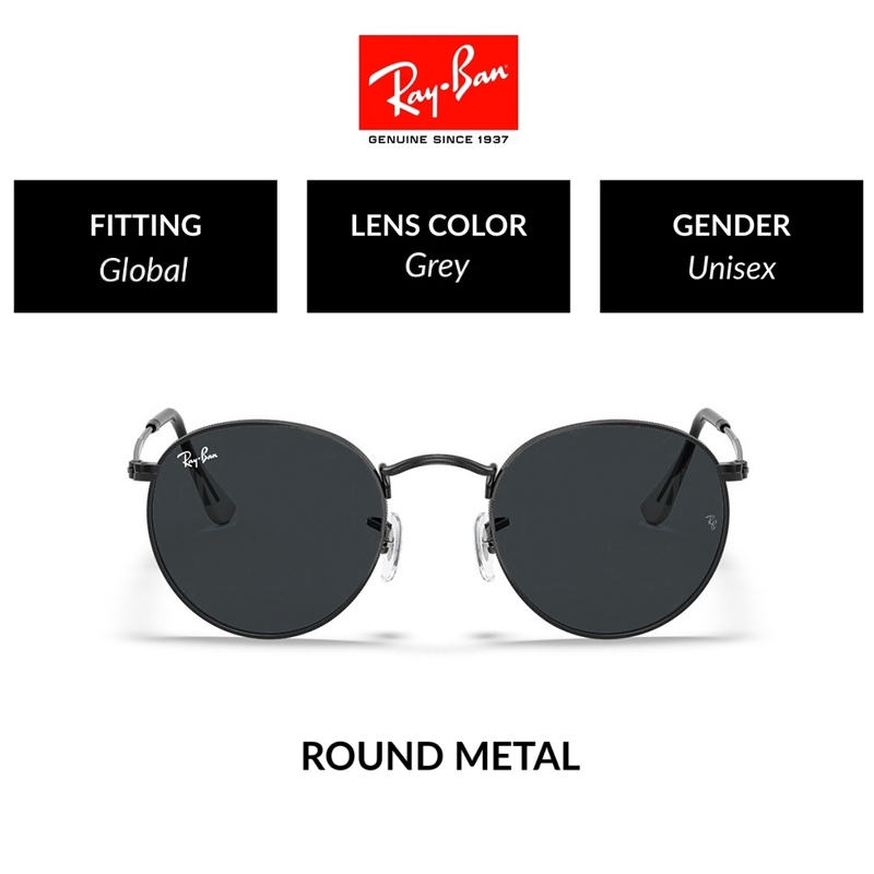 NEW 100% Original Ray-Ban Kacamata Hitam RB3447 Sunglasses Black pria wanita Ori Black Grey