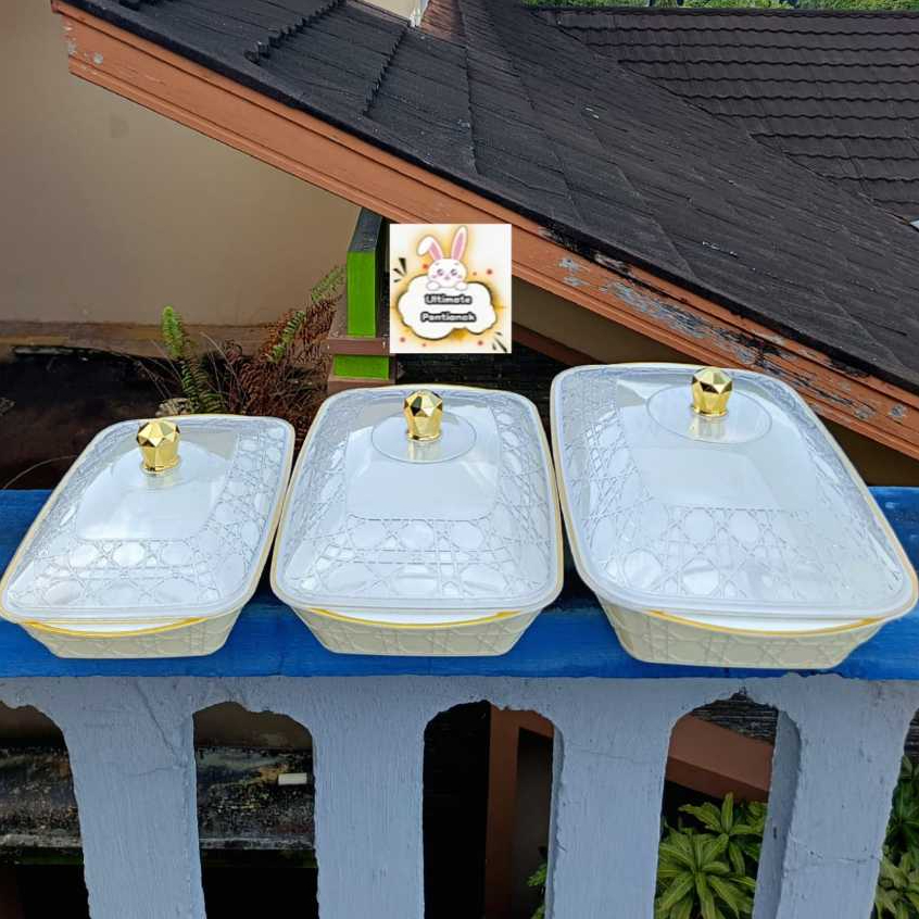 Tempat Prasmanan Wadah + Tutup  Prasmanan Aesthetics Tempat Prasmanan Motif Putih  Wadah Prasmanan O
