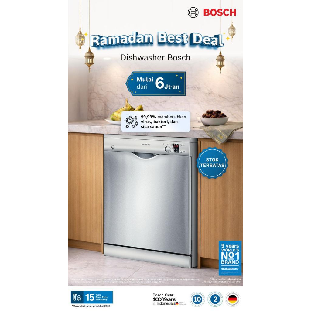 Bosch SMS24AI01Z Seri 2 Freestanding Dishwasher