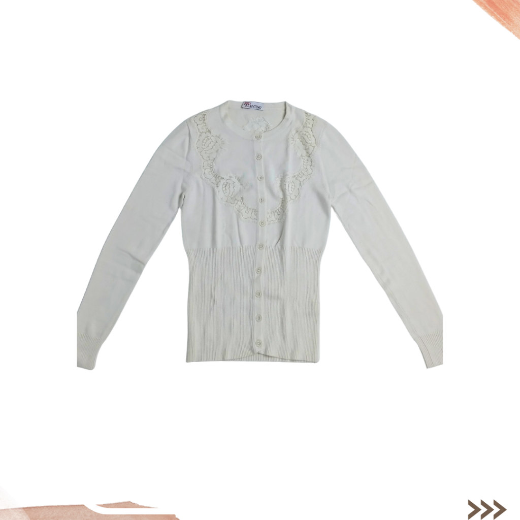 NEW - ATASAN/CARDIGAN WANITA WARNA PUTIH - REDVALENTINO