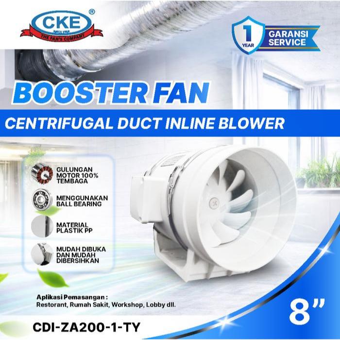 Inline Duct Fan Plastik 8" Inch Kipas Booster Ventilasi Extractor Fan