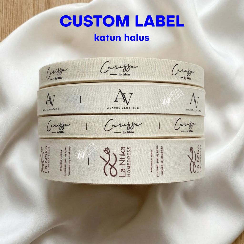 (FREE DESAIN) Label Baju Custom, Label hijab, Label kerah, Merek Baju, Custom Merek pakaian