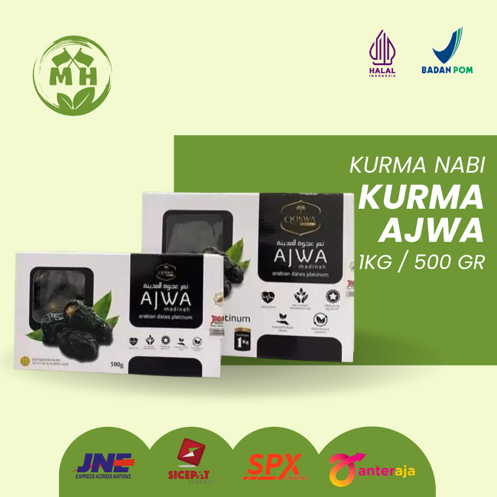 KURMA AZWA QOSWA | Kurma Ajwa 100% Original Premium qoswa| 1KG | 500GR | KURMA NABI | TERMURAH BPOM