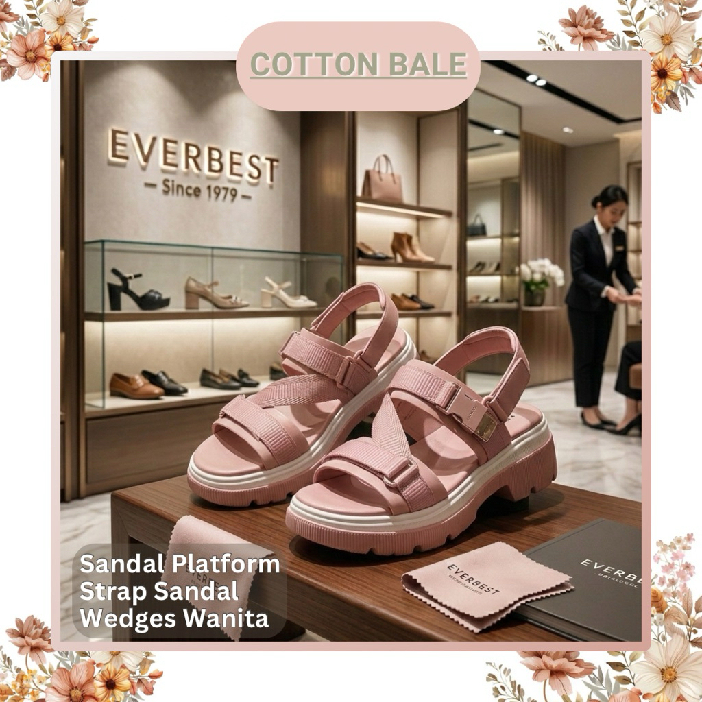 Sandal Platform Wedges Wanita Strap Sandal Everbest Sporty WELAS Original EVB Branded Sandal Flat Pi