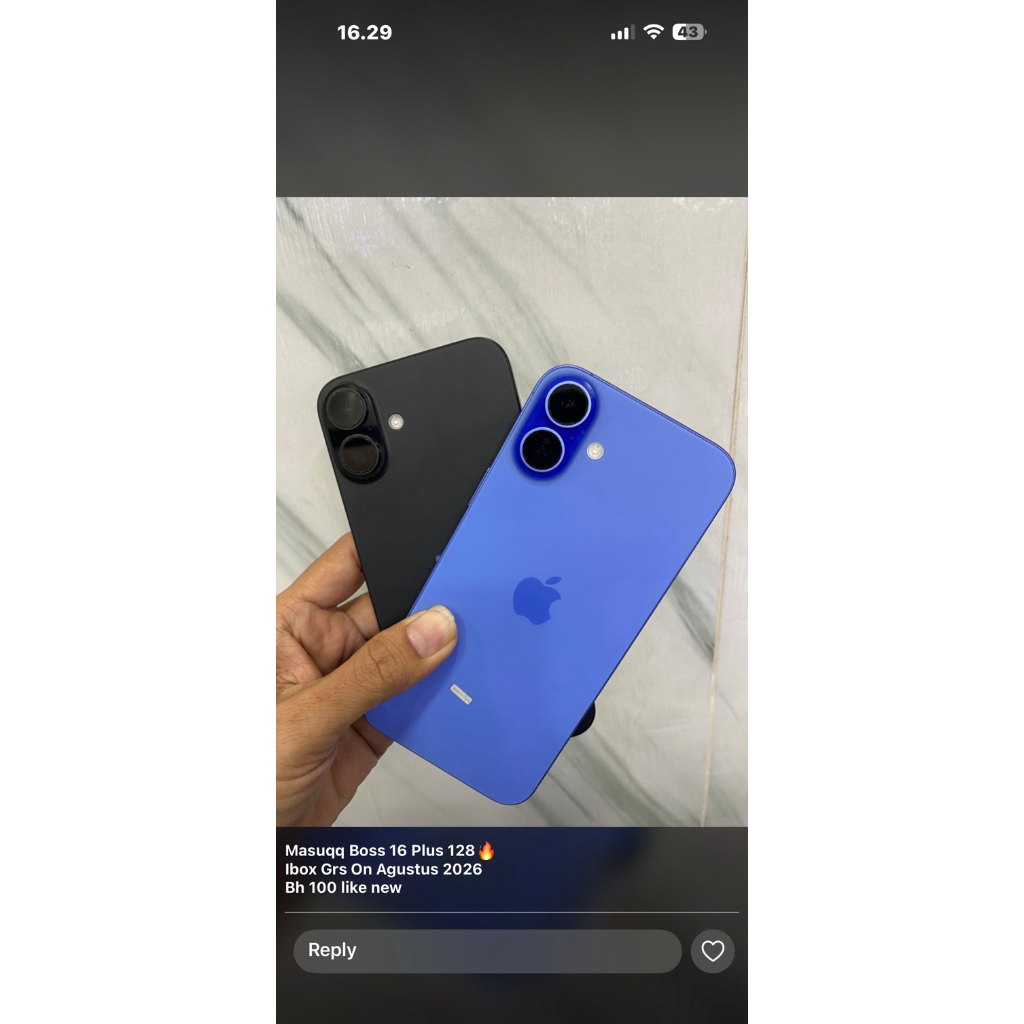 Iphone 16 Plus 128 Black ibox bekas
