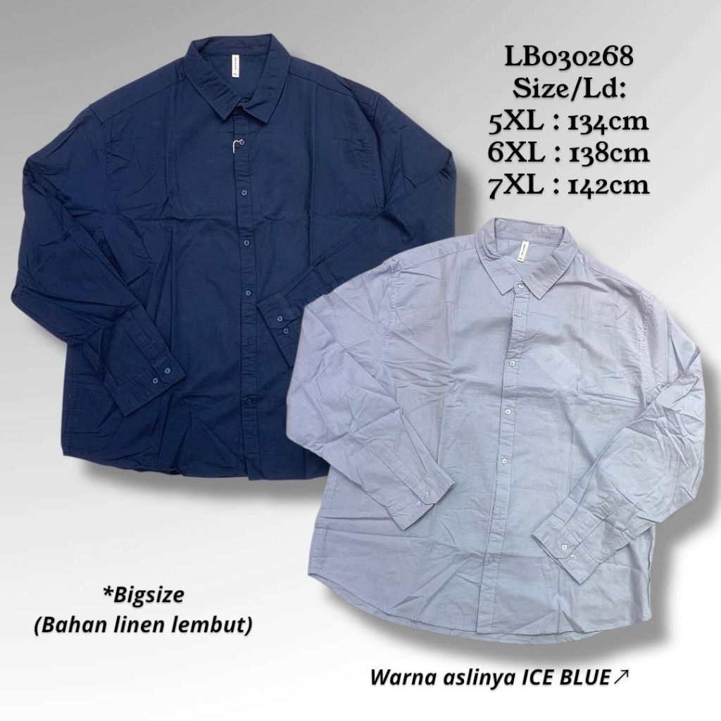 Kemeja Pria Big Size Jumbo 5XL - 7 XL Kemeja Linen Premium | New Arrival | RealPict