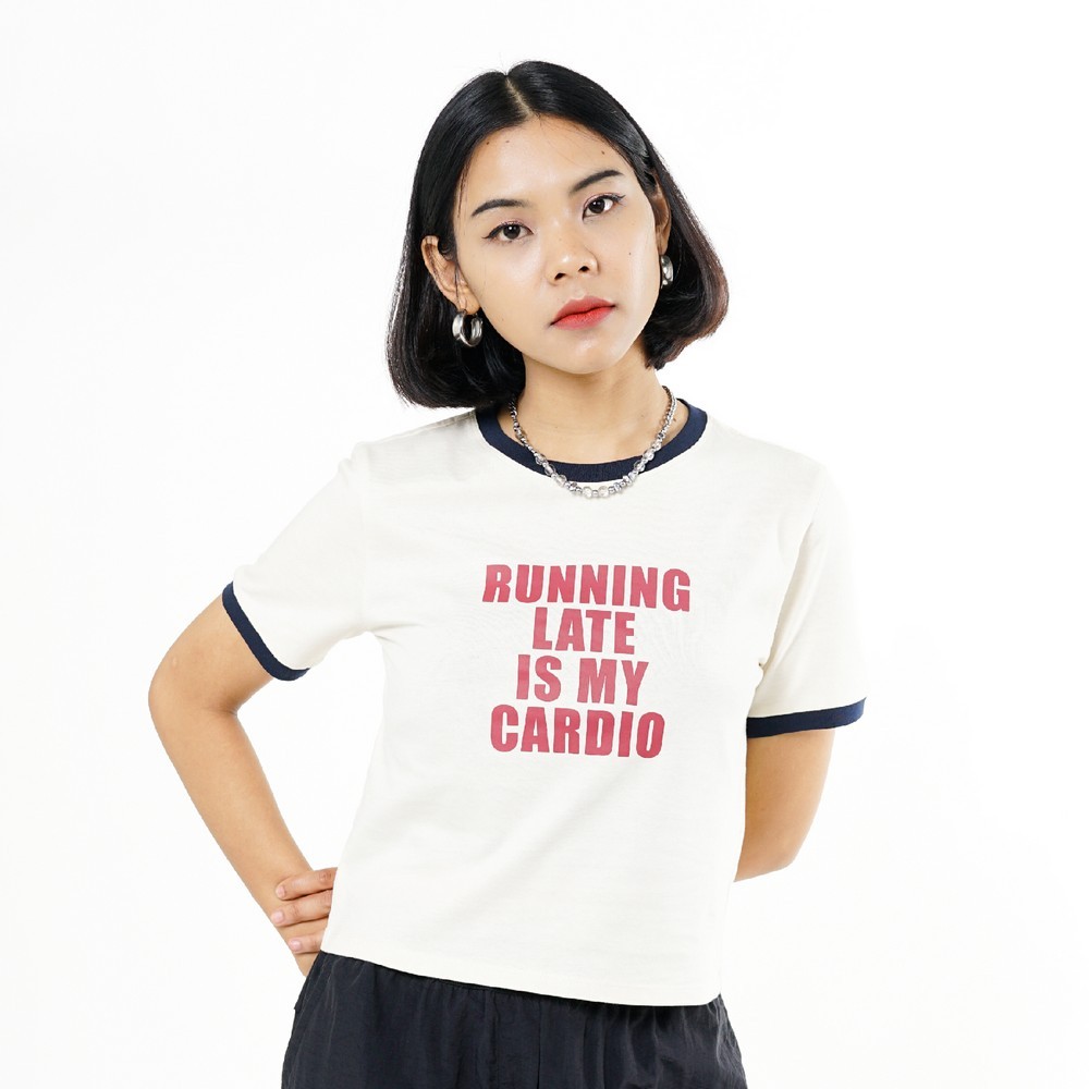 3Second Kaos Wanita Lengan Pendek Boxy Katun Spandeks Ringer Tee Zoey C130326