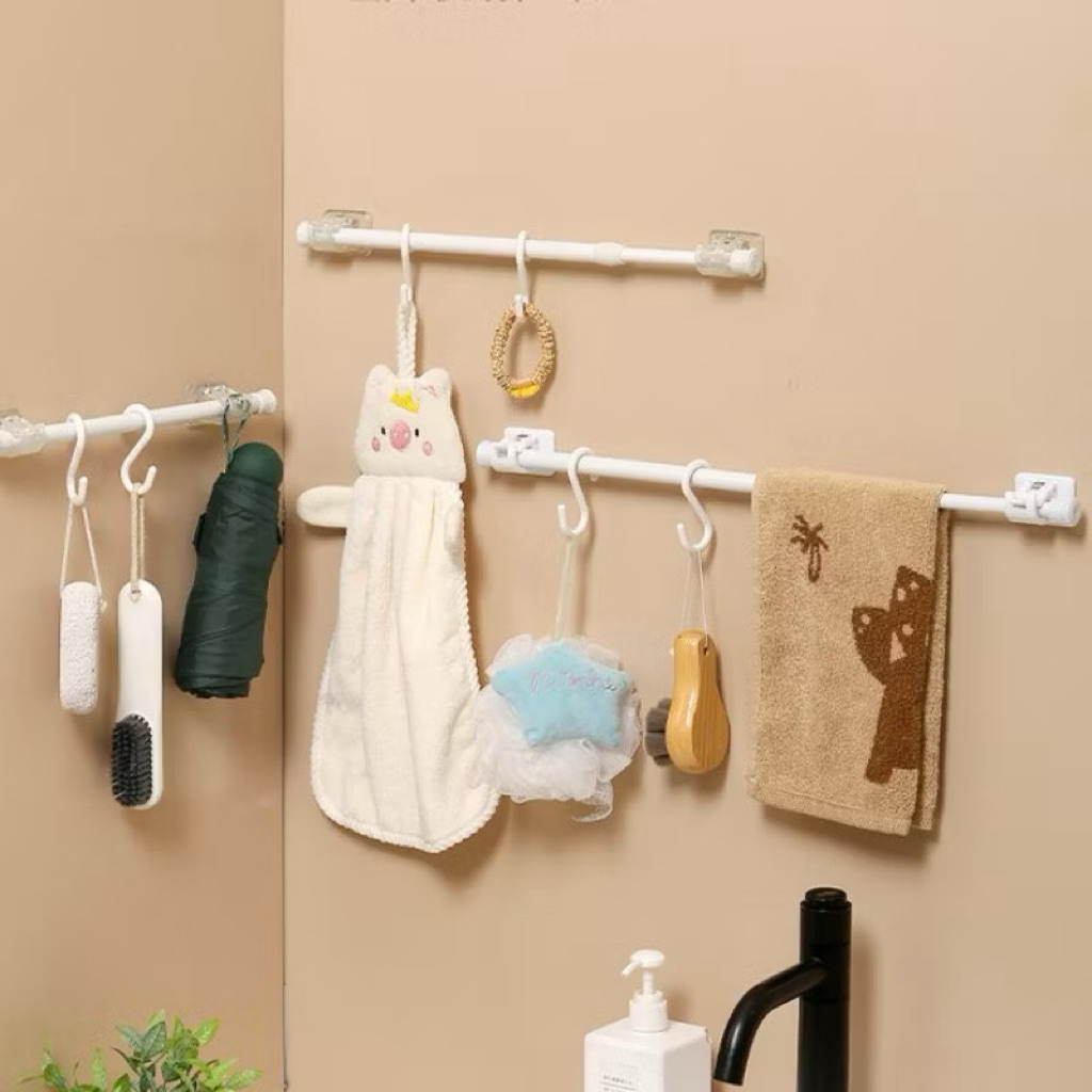 COD Klip kait braket gorden/braket batang fleksibel/batang gorden teleskopik/batang gorden dapur dan