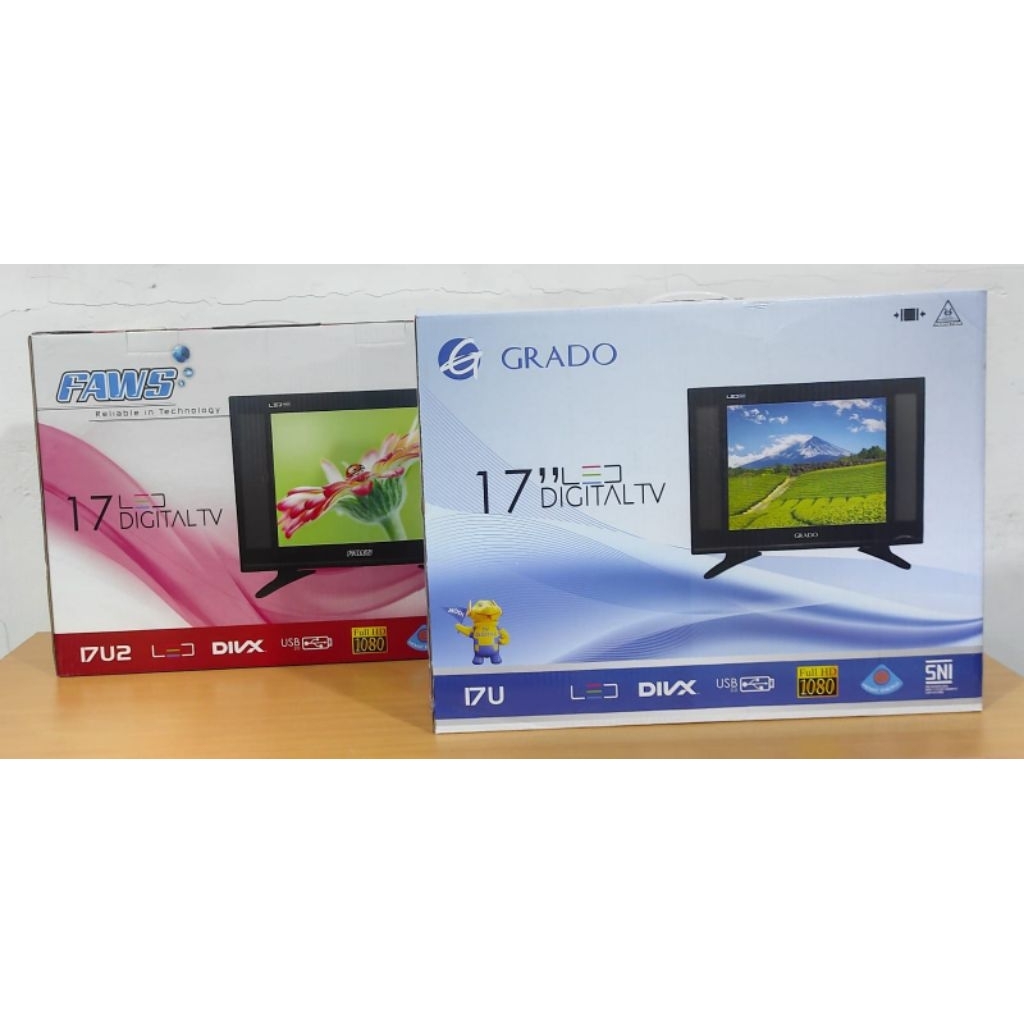 (INSTANT JOGJA READY) LED TV FAWS GRADO 17 Inch Digital – Resolusi Full HD – Desain Slim – USB & HDM
