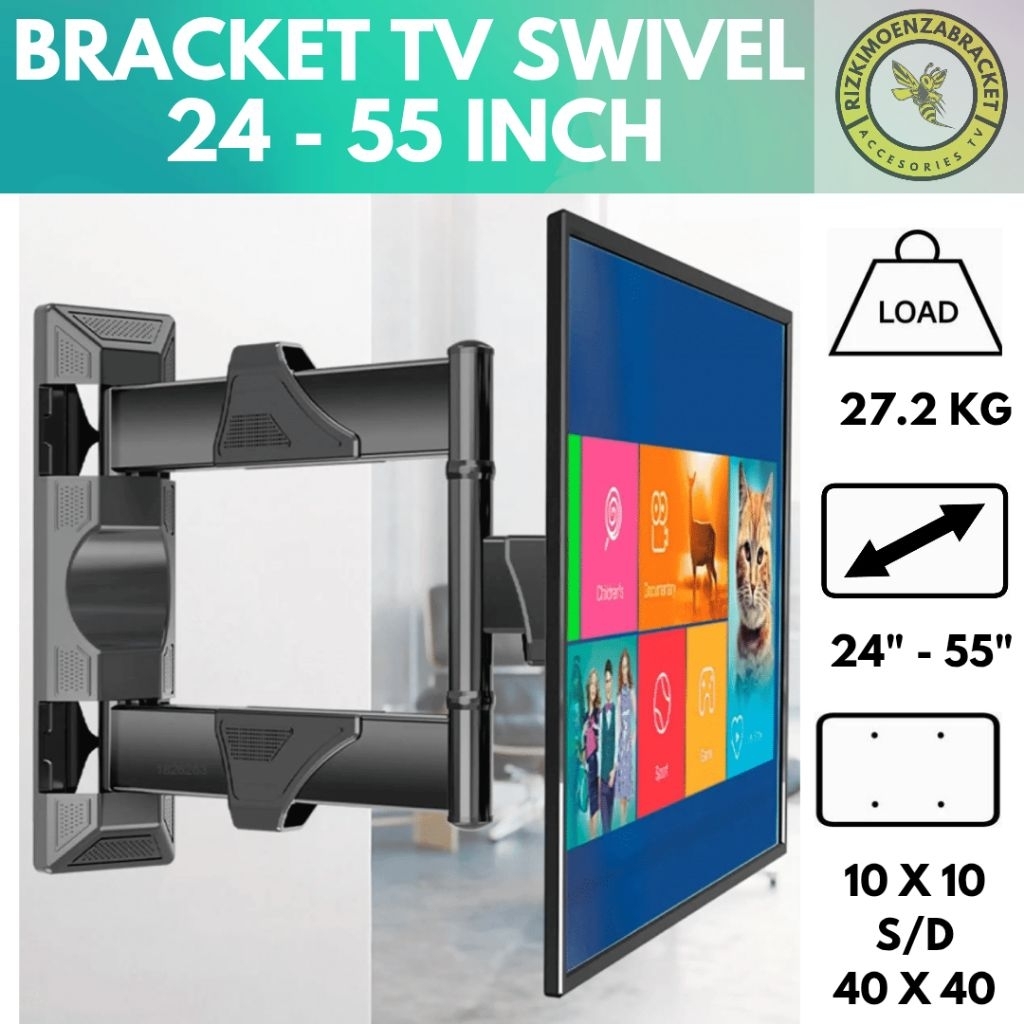 Braket / Bracket TV Swivel 32 40 42 50 55 60 65 70 75 Inch Bisa Geser Kana Kiri