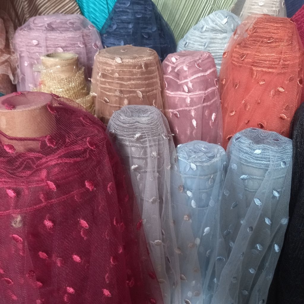 1/2 meter Kain Tulle | Bahan Tulle | Kain Meteran | Tulle Motif | Bahan Import