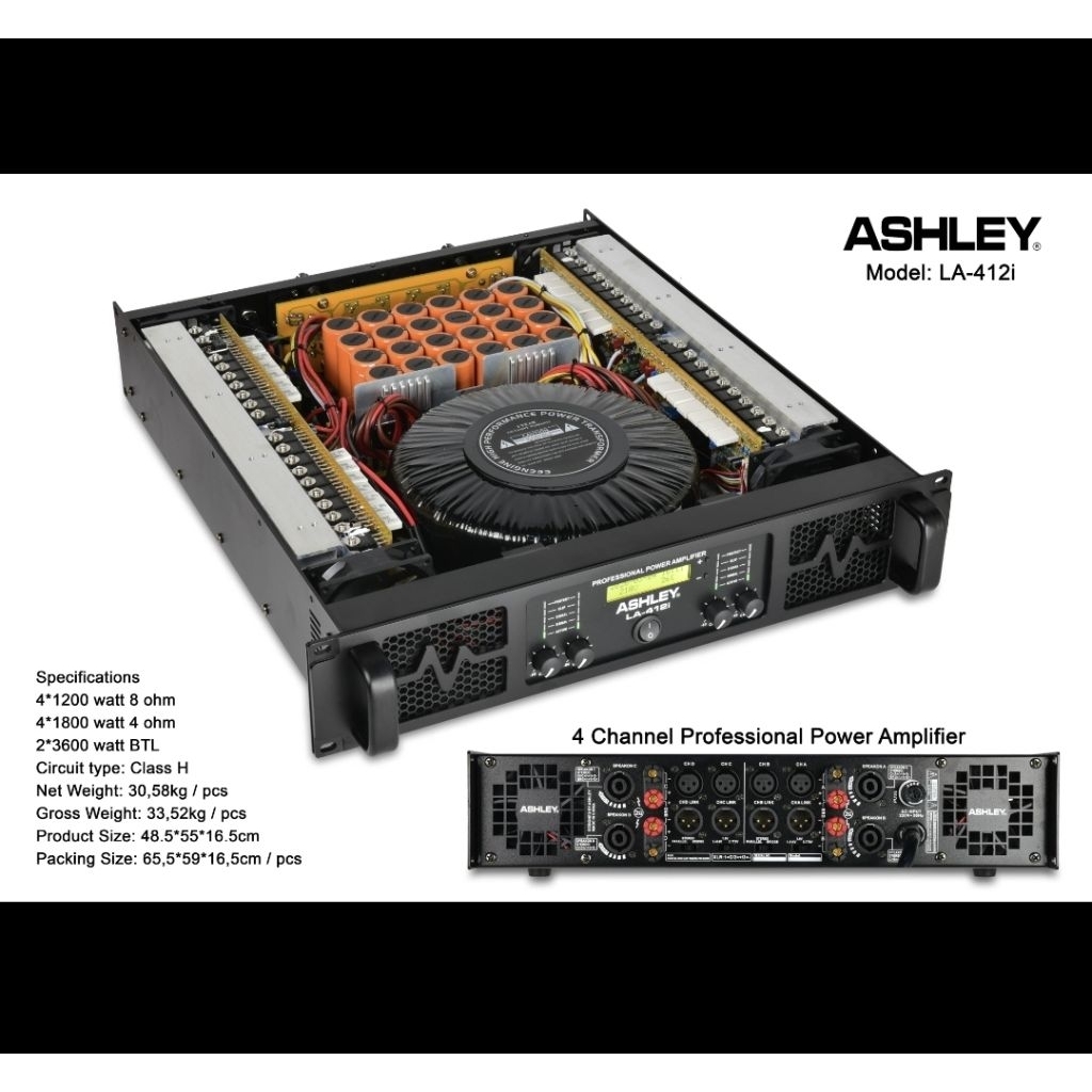 Power amplifier ashley LA412i/LA 412i 4 channel original garansi