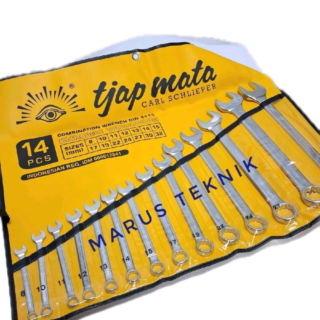 Kunci Ring Pas Set 14pc 8 - 32mm tjap MATA /Carl Schlieper Germany DIN.3113 bahan Crv