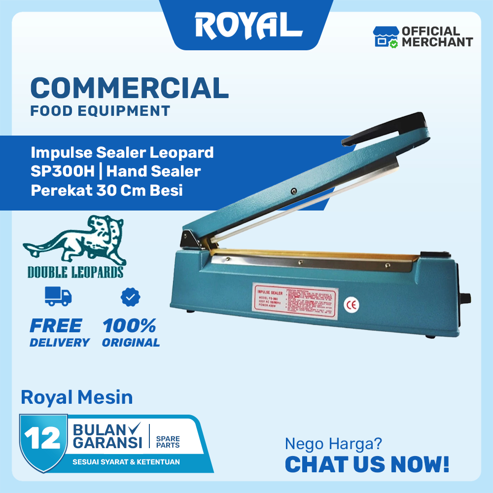 Impulse Sealer Double Leopard SP300H | Hand Sealer Perekat Plastik 30 Cm Besi