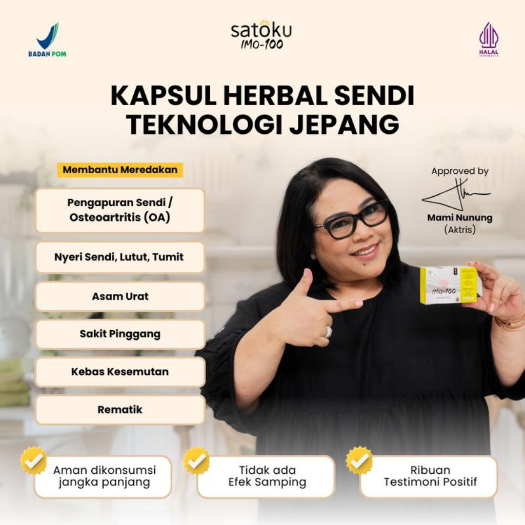 Satoku Imo-100 Original 30 Kapsul Herbal Atasi Nyeri Sendi Imo 100 BPOM