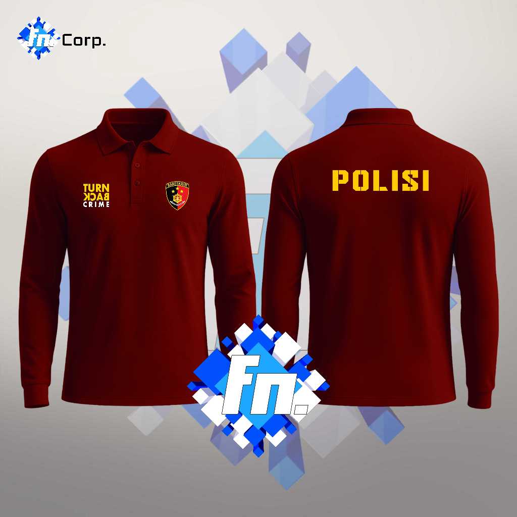 BAJU POLO SHIRT KAOS KERAH UNISEX LENGAN PANJANG POLISI BARESKRIM TURN BACK CRIME ATASAN PRIA WANITA