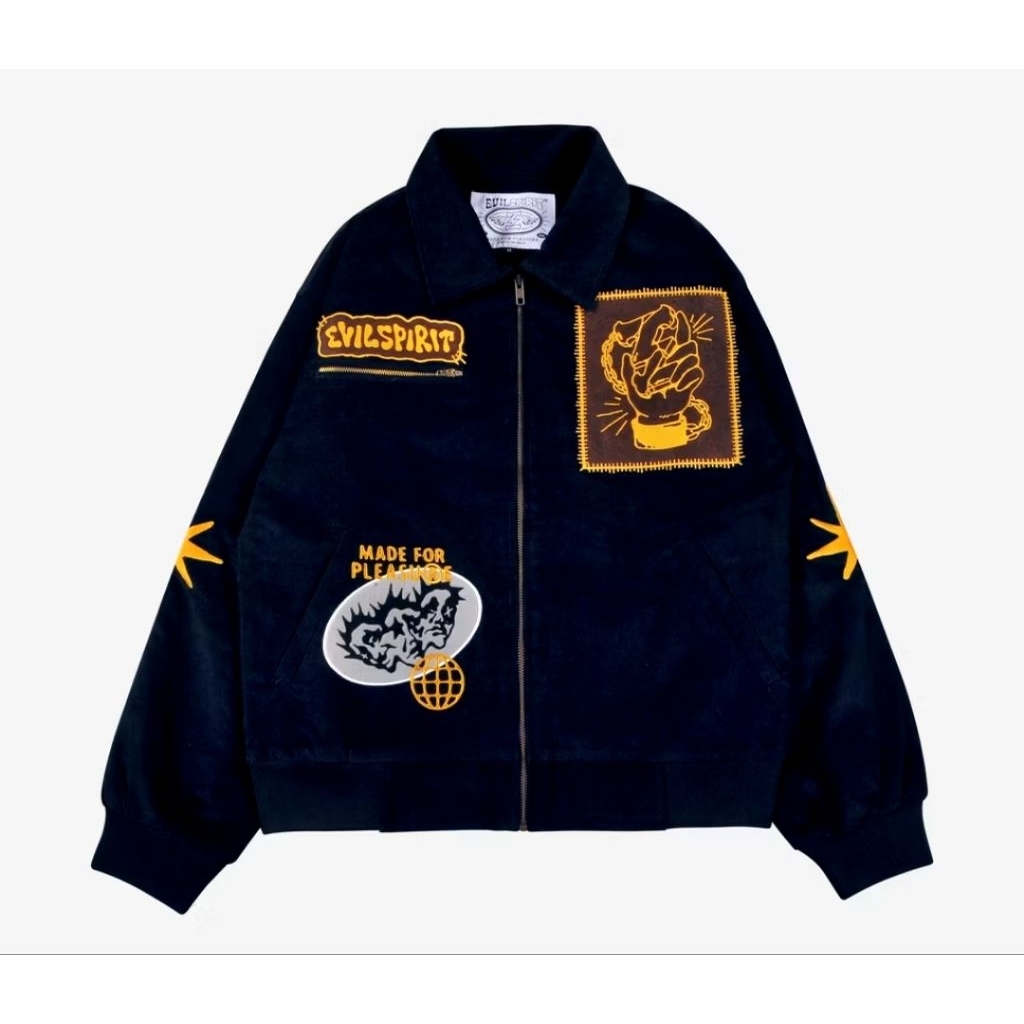 (preloved) VARSITY CORDUROY JACKET - EDVOKIA NAVY