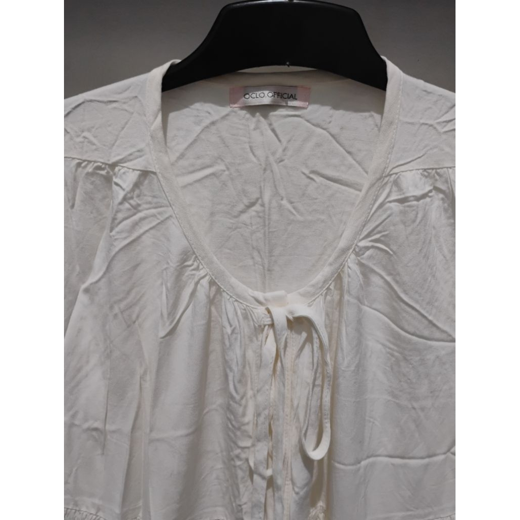 (X)gamis lebaran Ocloo Broken white dress