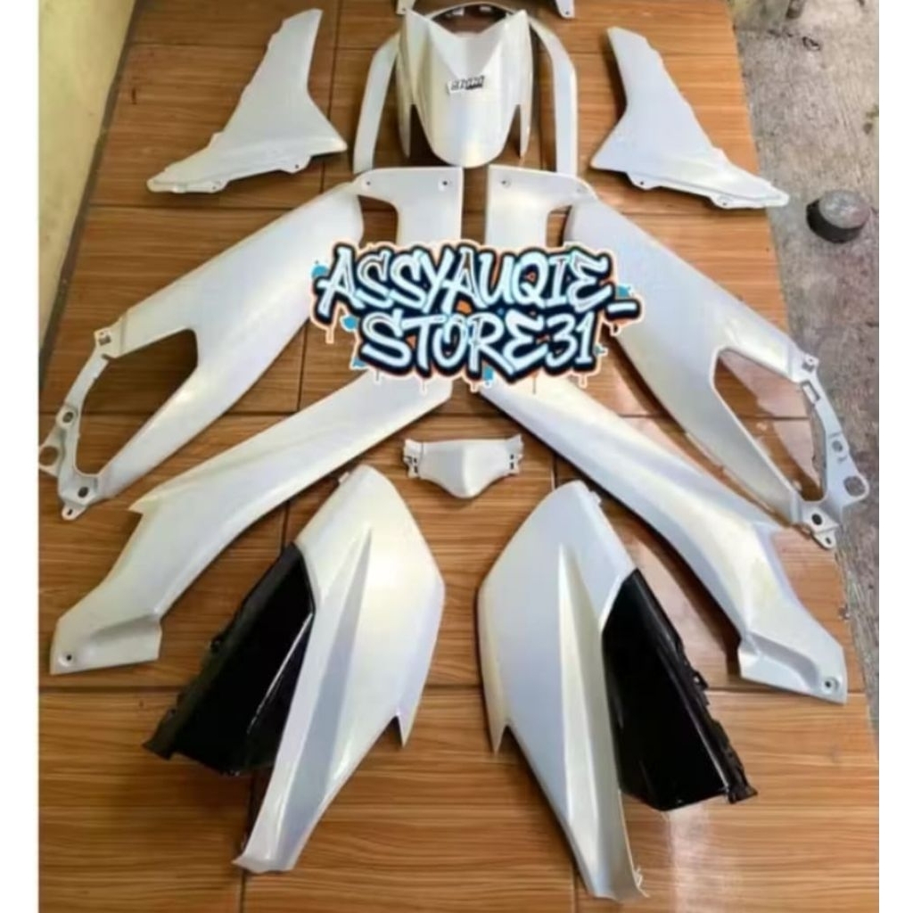 Cover Full Srt Body Halus Yamaha Nmax Old/lama 2015-2019 Warna Custom Putih Lembayung Gold