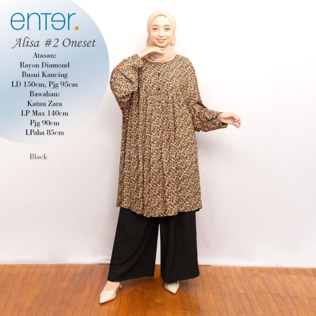 Alisa Afika One Set Jumbo LD 150 5XL Bahan Rayon Diamon Adem Tebal Nyaman Mix Pollo Linen by Enter S