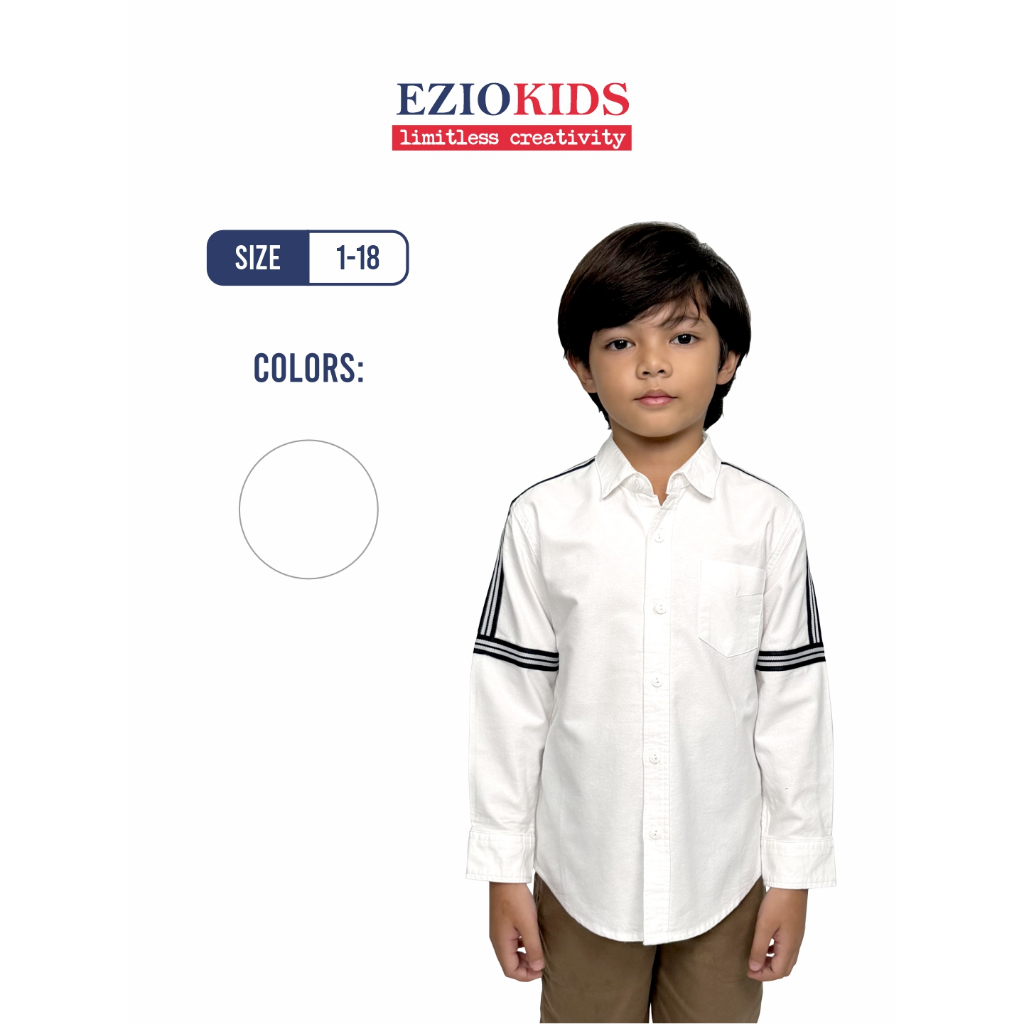 Ezio Kids Kemeja Anak Oxford Aksen Pita 2 Lengan Panjang / Pendek